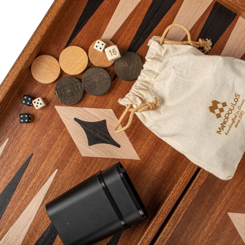 Τάβλι Σετ 3-1 Μαόνι (Σκάκι, Τάβλι και Ντάμα) 48 x 26 cm