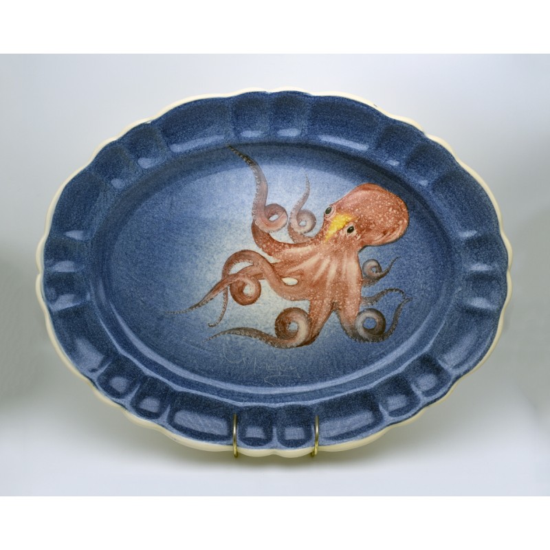 Πιατέλα δαντελωτή λευκός πηλός χταπόδι