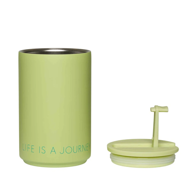 Θερμός ποτήρι από ανοξείδωτο ατσάλι "Life is a journey" πράσινο 350ml