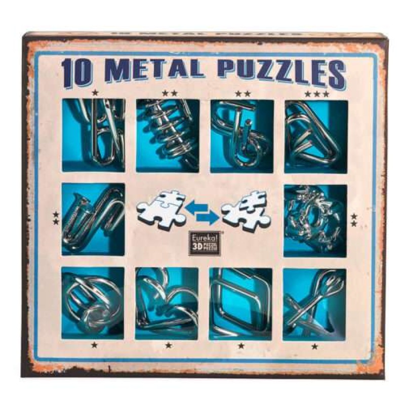 10 Metal Puzzles Blue Set