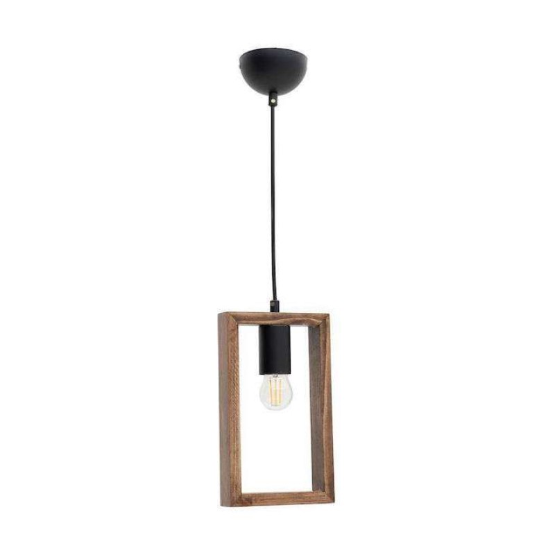 Φωτιστικό οροφής με ξύλινο ορθογώνιο πλαίσιο