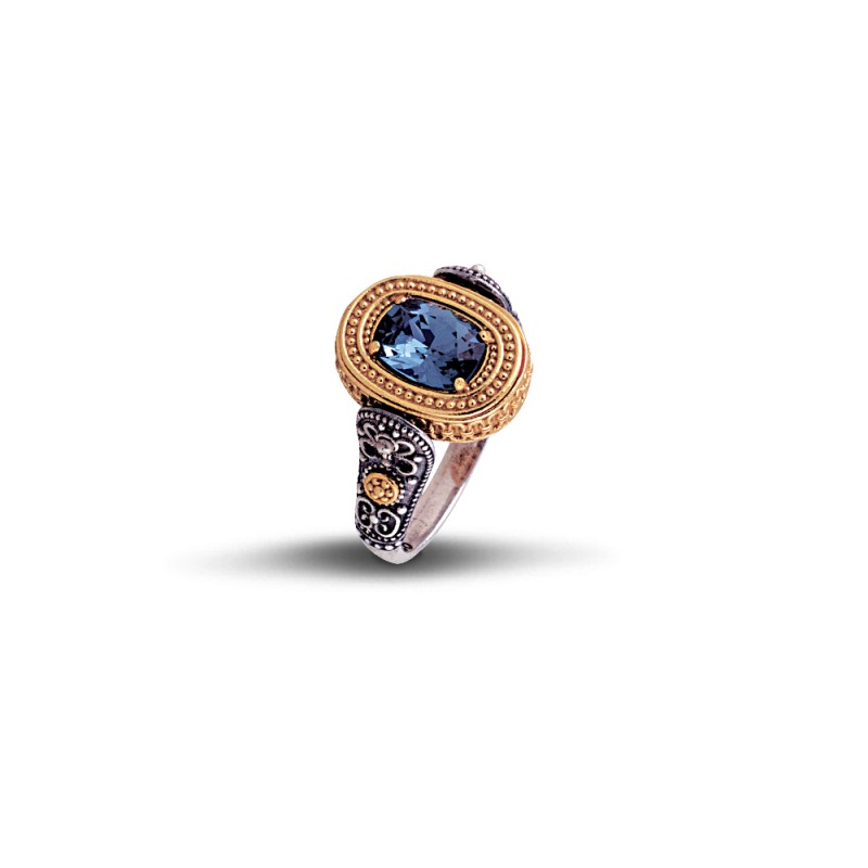 Δαχτυλίδι Διπλής Όψης με Swarovski και Ημιπολύτιμη Πέτρα