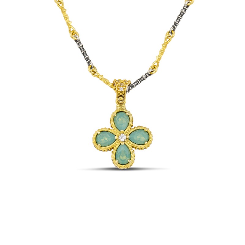 Μενταγιόν Ασημένιο Pear Shaped Κρυσταλλα Swarovski και Ζιργκόν