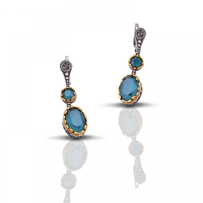 Σκουλαρίκια Ασημένια με Swarovski μπλε