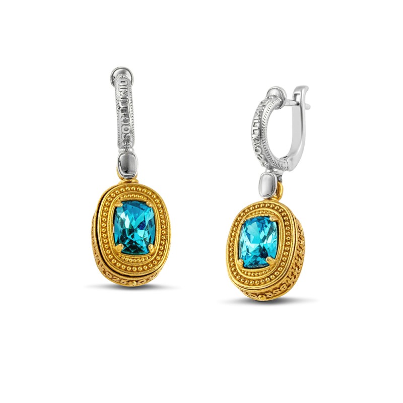 Σκουλαρίκια Διπλής Όψης με Swarovski και Ημιπολύτιμες Πέτρες