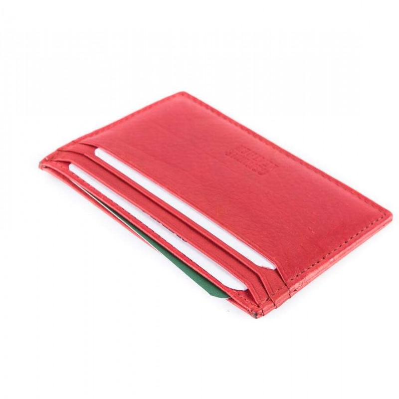 Δερμάτινη θήκη καρτών κόκκινη