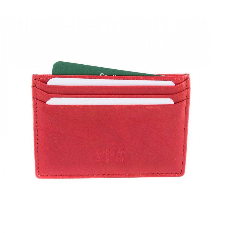 Δερμάτινη θήκη καρτών κόκκινη