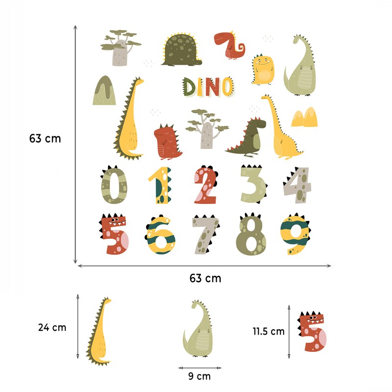 Αυτοκόλλητα τοίχου Dino Numbers