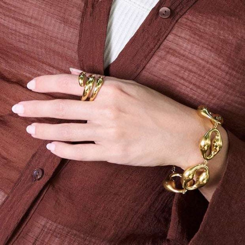 Δαχτυλίδι ατσάλινο Waves επίχρυσο