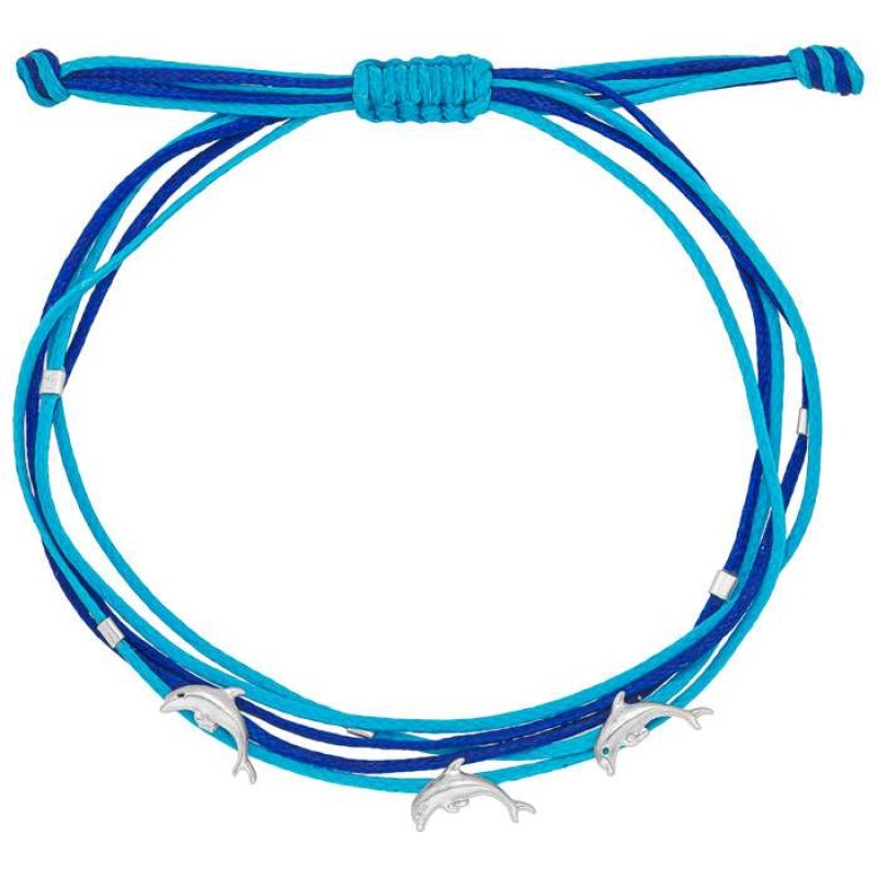 Βραχιόλι με ασημένια δελφίνια