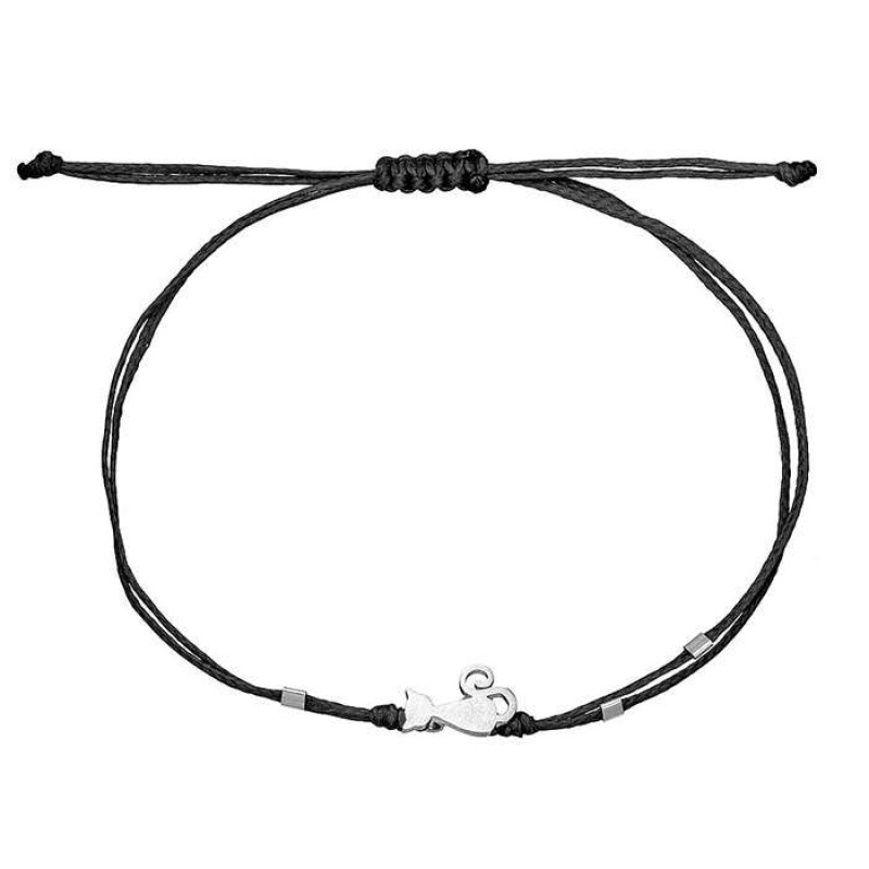 Βραχιόλι με ασημένια γάτα