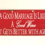 Πινακίδα "A Good Marriage Is Like A Good Wine"