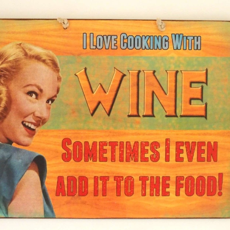 Πινακίδα ""I love cooking with wine"