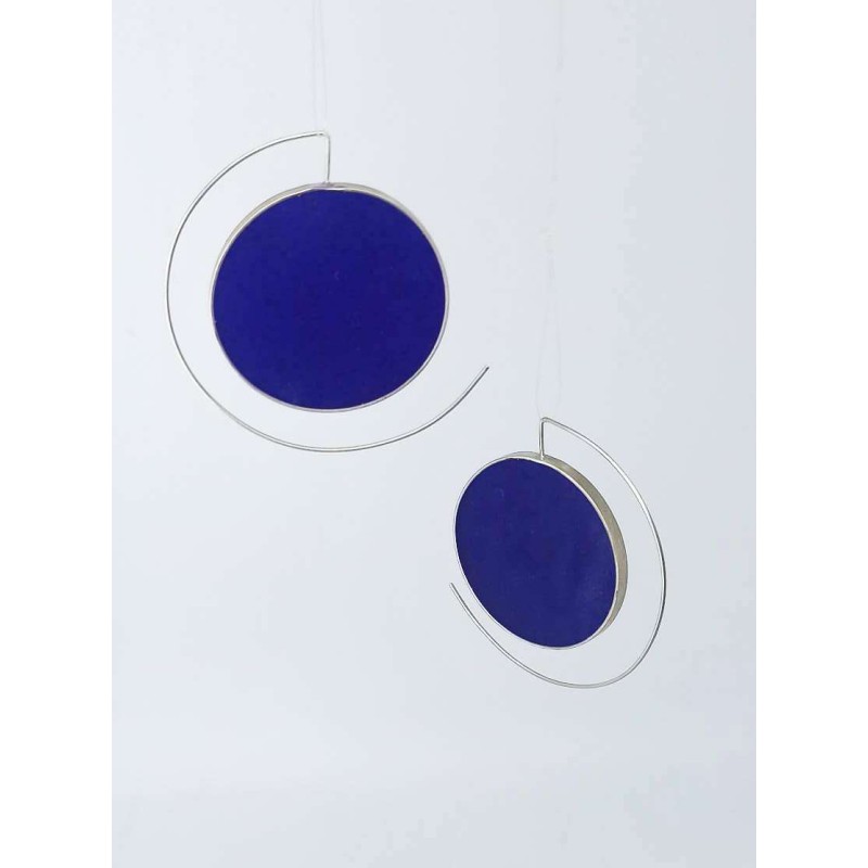 Disc earrings ματ μπλε ρουά
