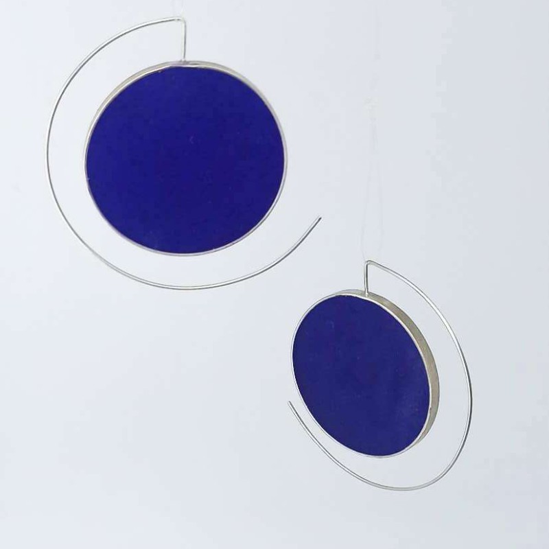 Disc earrings ματ μπλε ρουά