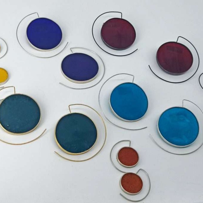 Disc earrings γαλάζιο