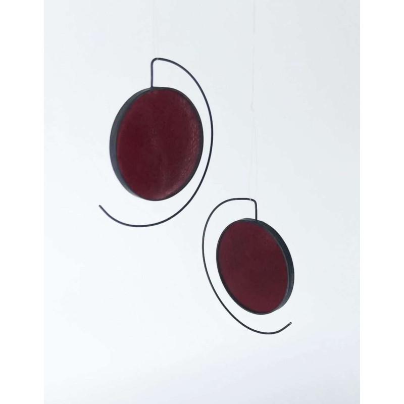 Disc earrings μπορντώ