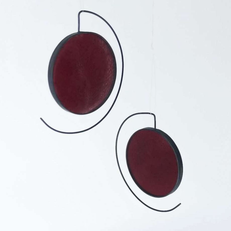 Disc earrings μπορντώ