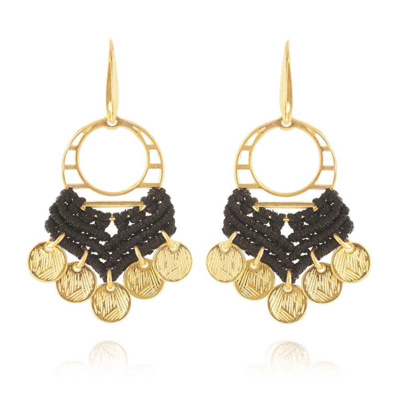 Σκουλαρίκια με μακραμέ και φλουριά