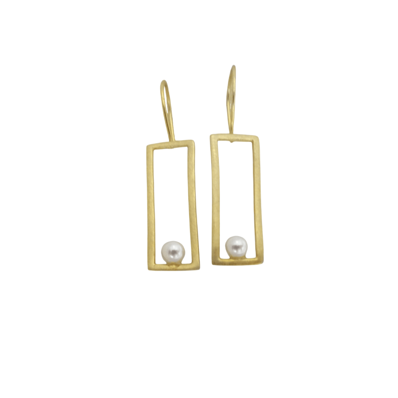 Σκουλαρίκια ορείχαλκου χρυσό πλαίσιο με μαργαριτάρι