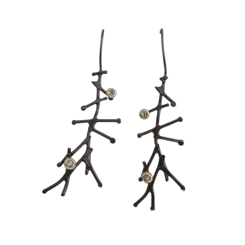 Σκουλαρίκια ορείχαλκου κρεμαστά κλαδιά με ζιργκόν