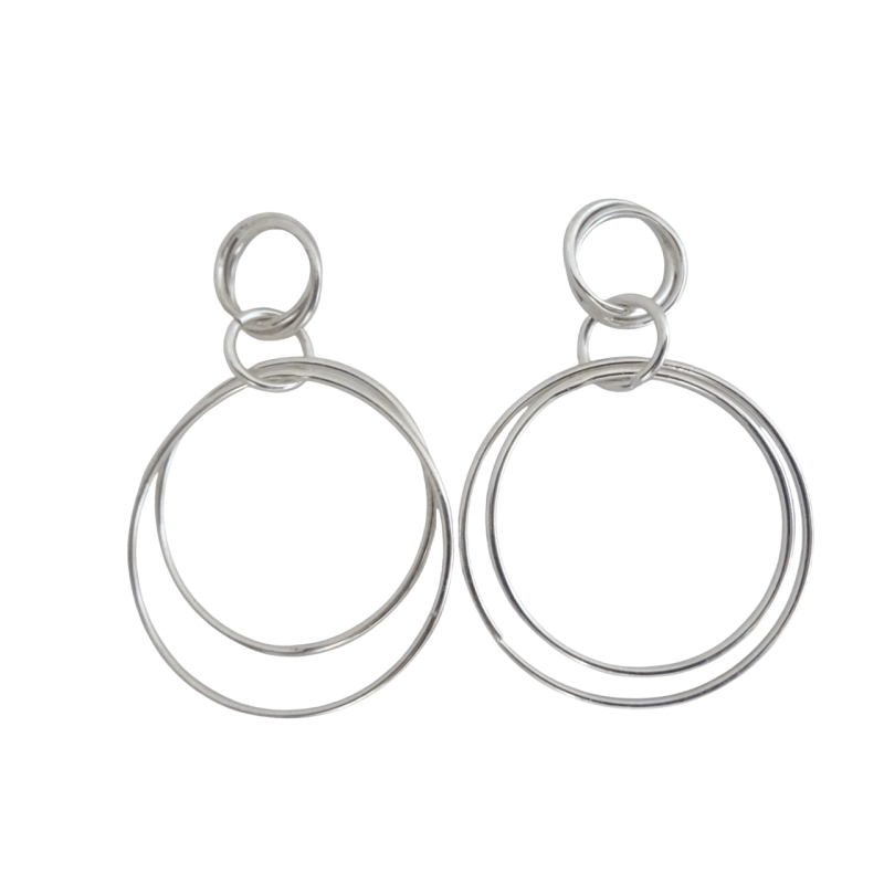Σκουλαρίκια ορείχαλκου κρεμαστά με διπλούς κρίκους