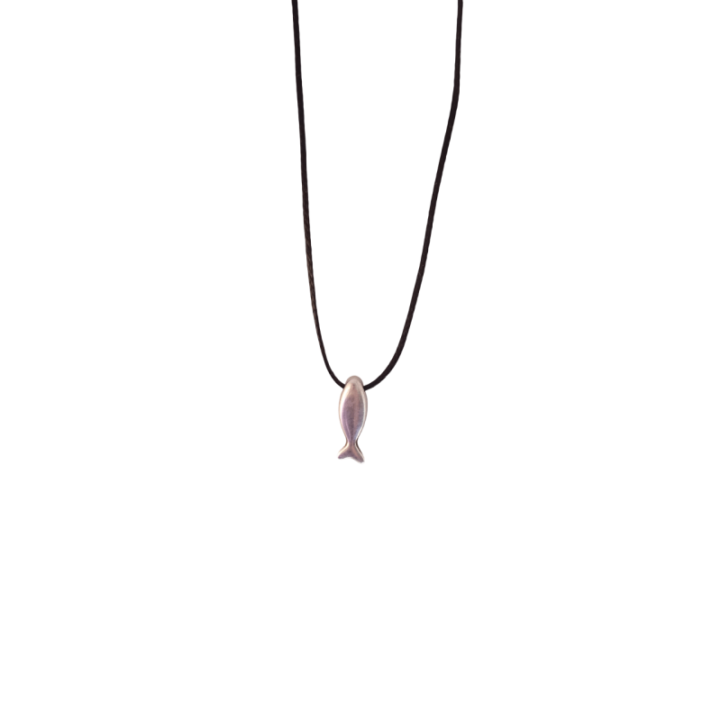 Κολιέ με ψάρι σε μαύρο κορδόνι