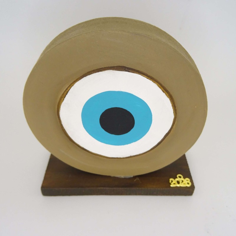 Γούρι 2026: Επιτραπέζιο ξύλινο στρογγυλό μάτι