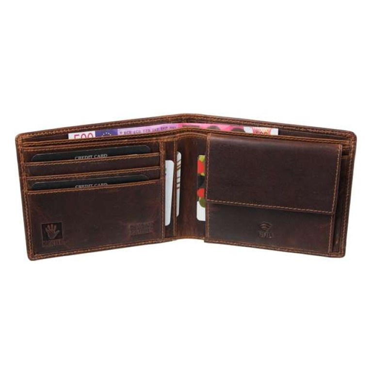 Δερμάτινο πορτοφόλι καφέ