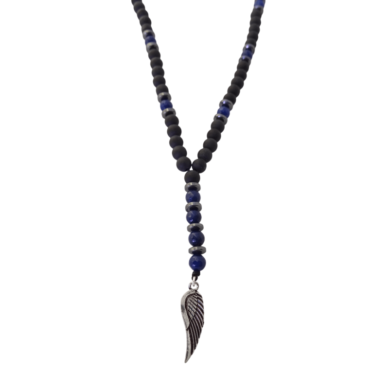 Κολιέ με μαύρο όνυχα και λάπι με φτερό