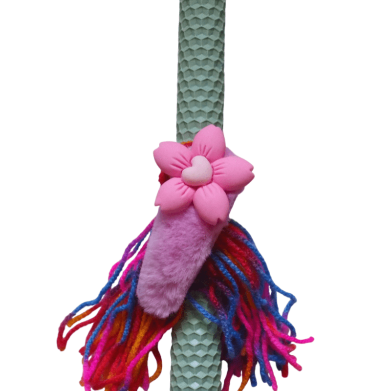 Λαμπάδα κηρήθρα σιέλ με κοκαλάκι λουλούδι