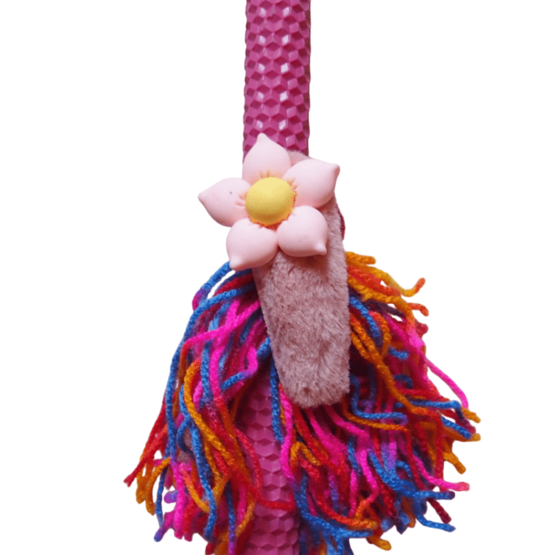 Λαμπάδα κηρήθρα φουξία με κοκαλάκι λουλούδι