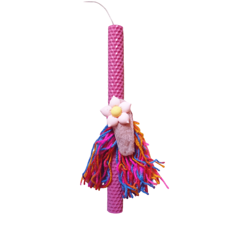 Λαμπάδα κηρήθρα φουξία με κοκαλάκι λουλούδι