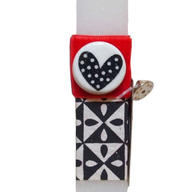 Λαμπάδα με κεραμική καρφίτσα με καρδιά