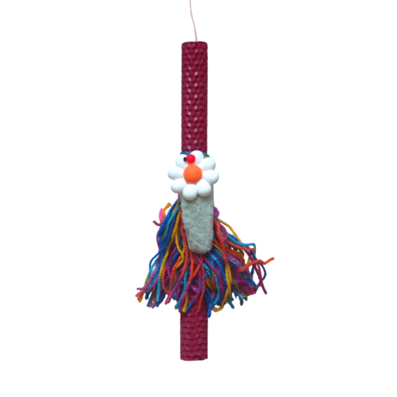 Λαμπάδα κηρήθρα μπορντώ με κοκαλάκι λουλούδι