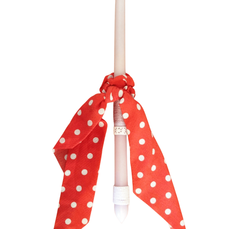 Λαμπάδα με κόκκινο scrunchie