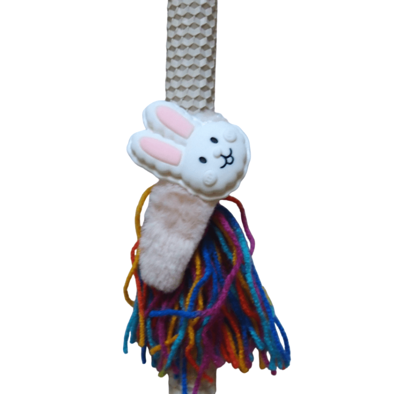 Λαμπάδα κηρήθρα ασημί με κοκαλάκι λαγουδάκι