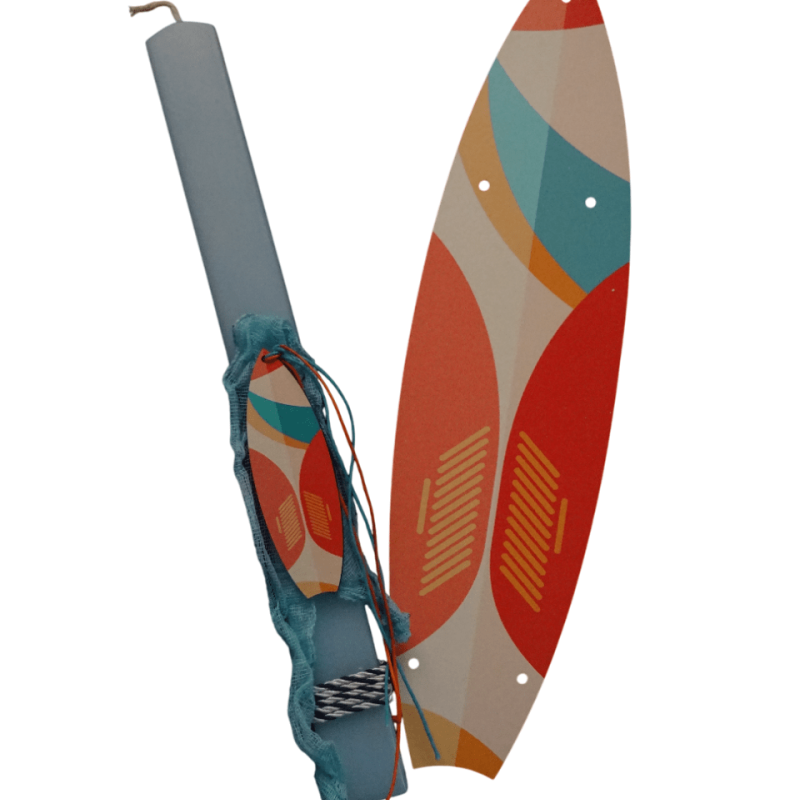 Λαμπάδα με σανίδα σερφ και ξύλινη βάση σανίδα σερφ