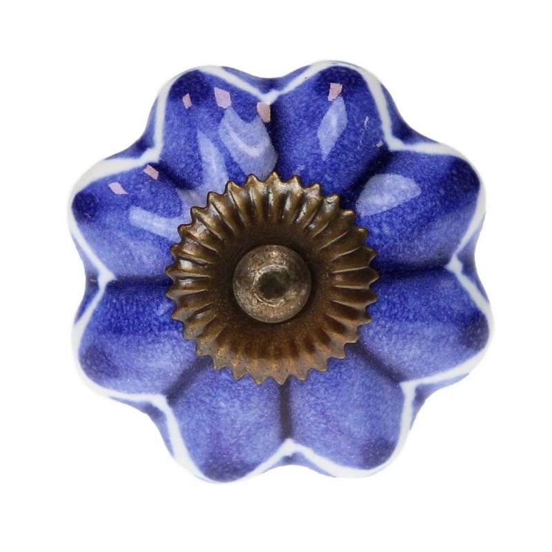 Πόμολο κεραμικό καρέ μπλε αστέρι