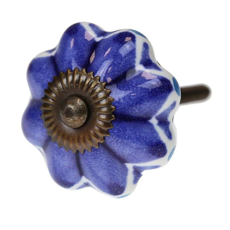 Πόμολο κεραμικό καρέ μπλε αστέρι