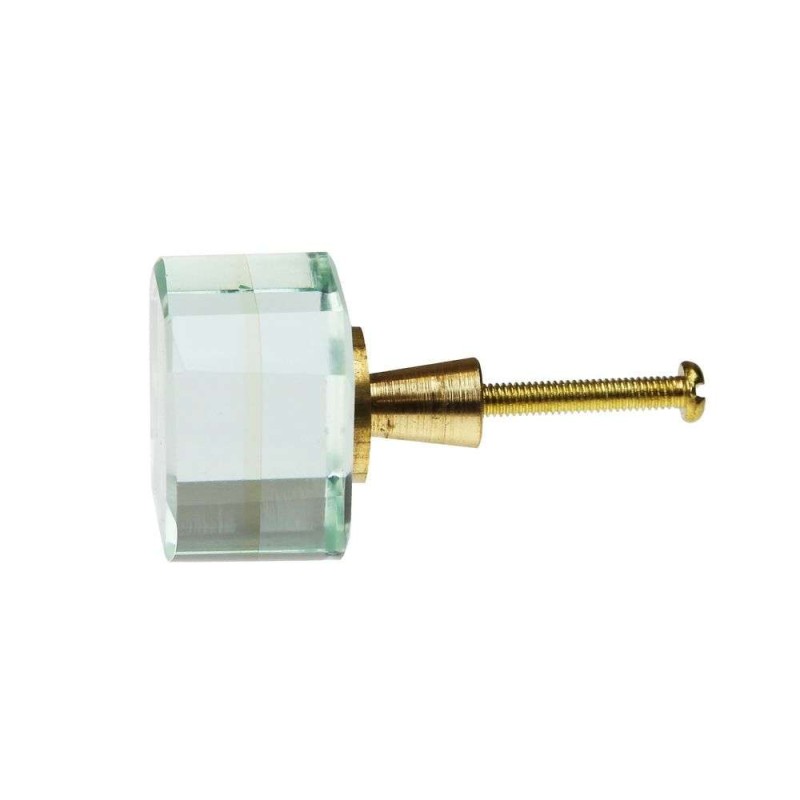 Πόμολο γυαλί τετράγωνο διαφανές γαλάζιο