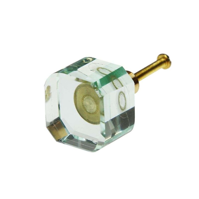 Πόμολο γυαλί τετράγωνο διαφανές γαλάζιο