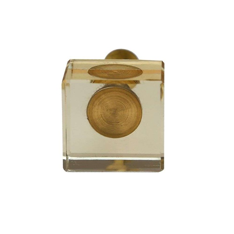 Πόμολο γυαλί τετράγωνο διαφανές χρυσό