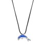 Κολιέ με ασημένιο μπλε δελφίνι σε μαύρο κορδόνι