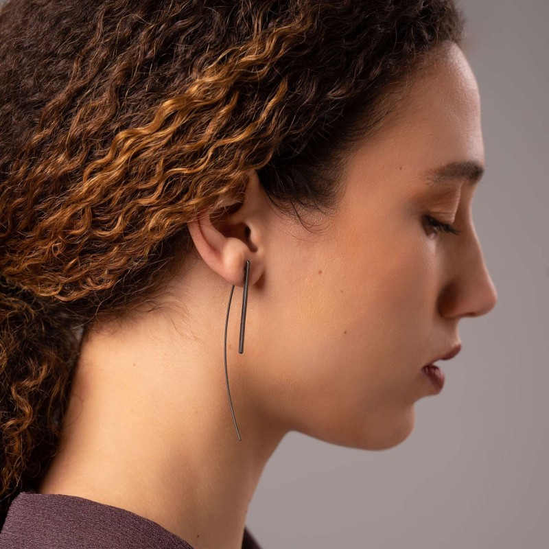 Σκουλαρίκια γραμμικά threaders επιπλατινωμένα