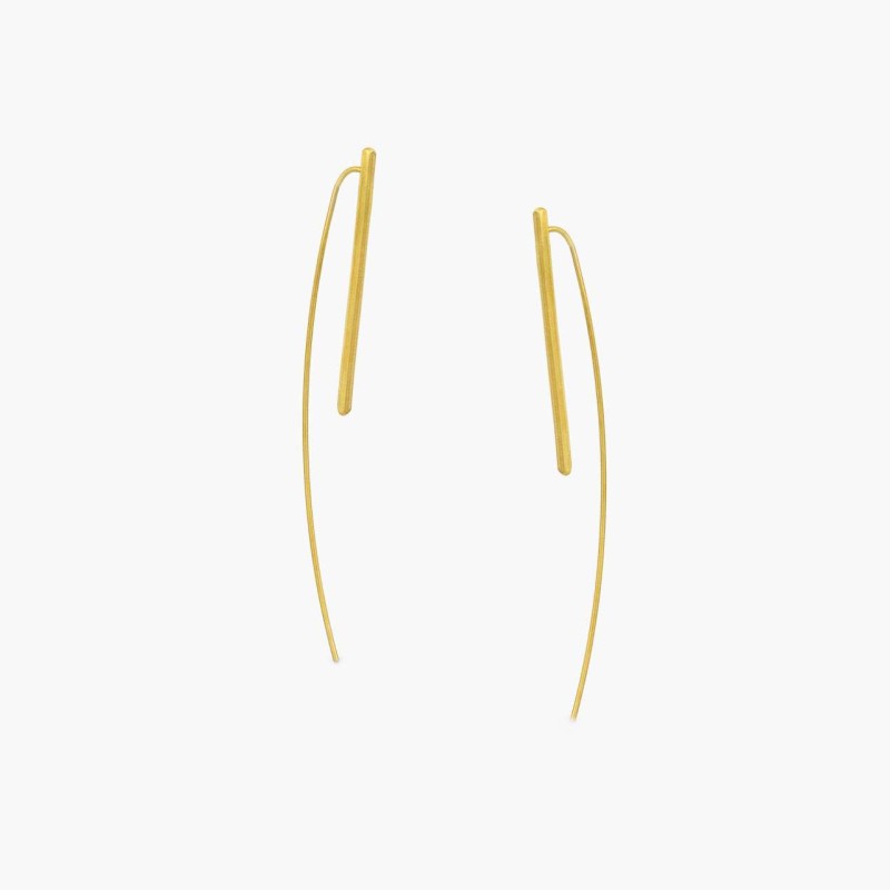 Σκουλαρίκια γραμμικά threaders επιχρυσωμένα