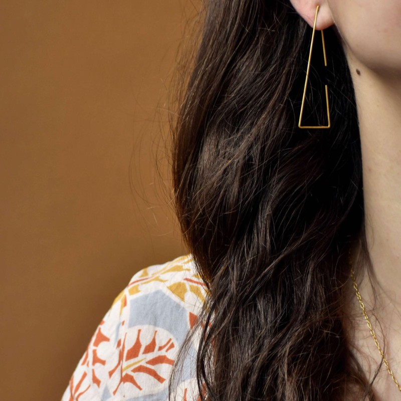 Σκουλαρίκια ανοιχτά τρίγωνα threaders επίχρυσα