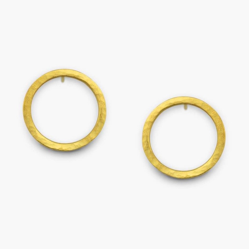 Επίχρυσα σκουλαρίκια σφυρήλατα κυκλάκια