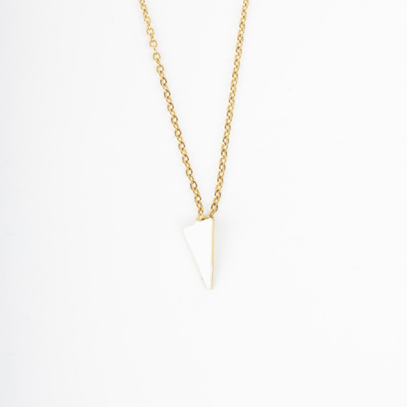 Κολιέ Inverted Triangle Επίχρυσο Λευκό