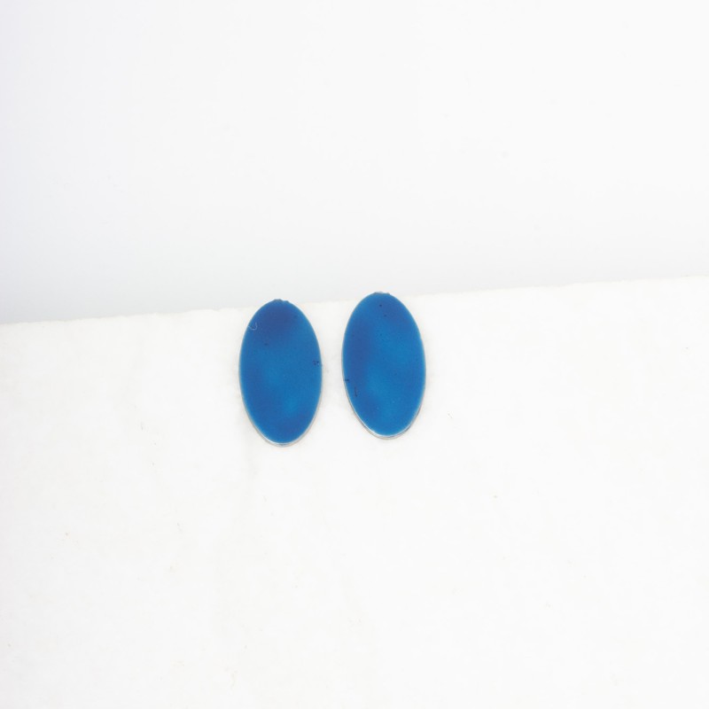 Σκουλαρίκια Oval Ασημένια Μπλε